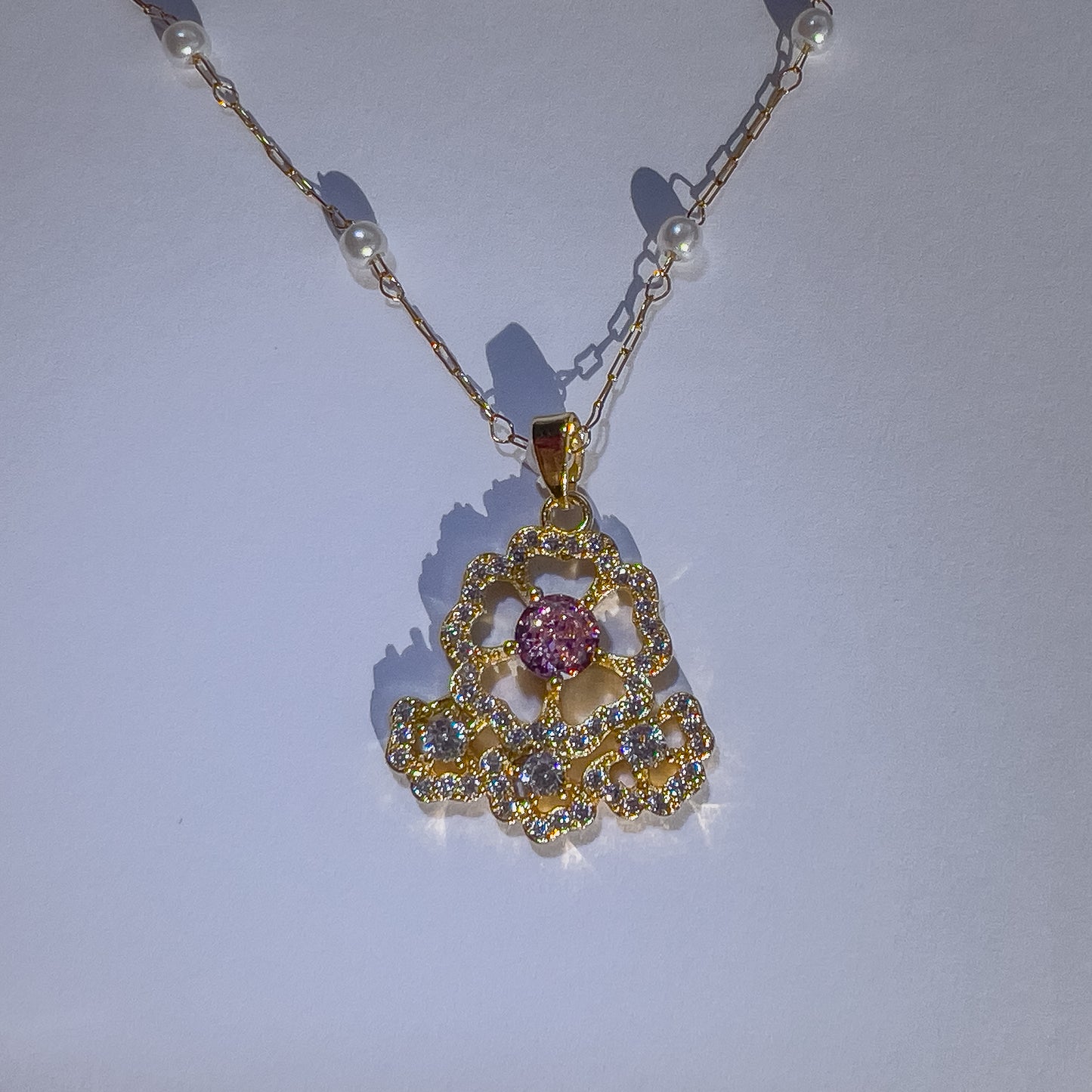 Pink Clover Necklace