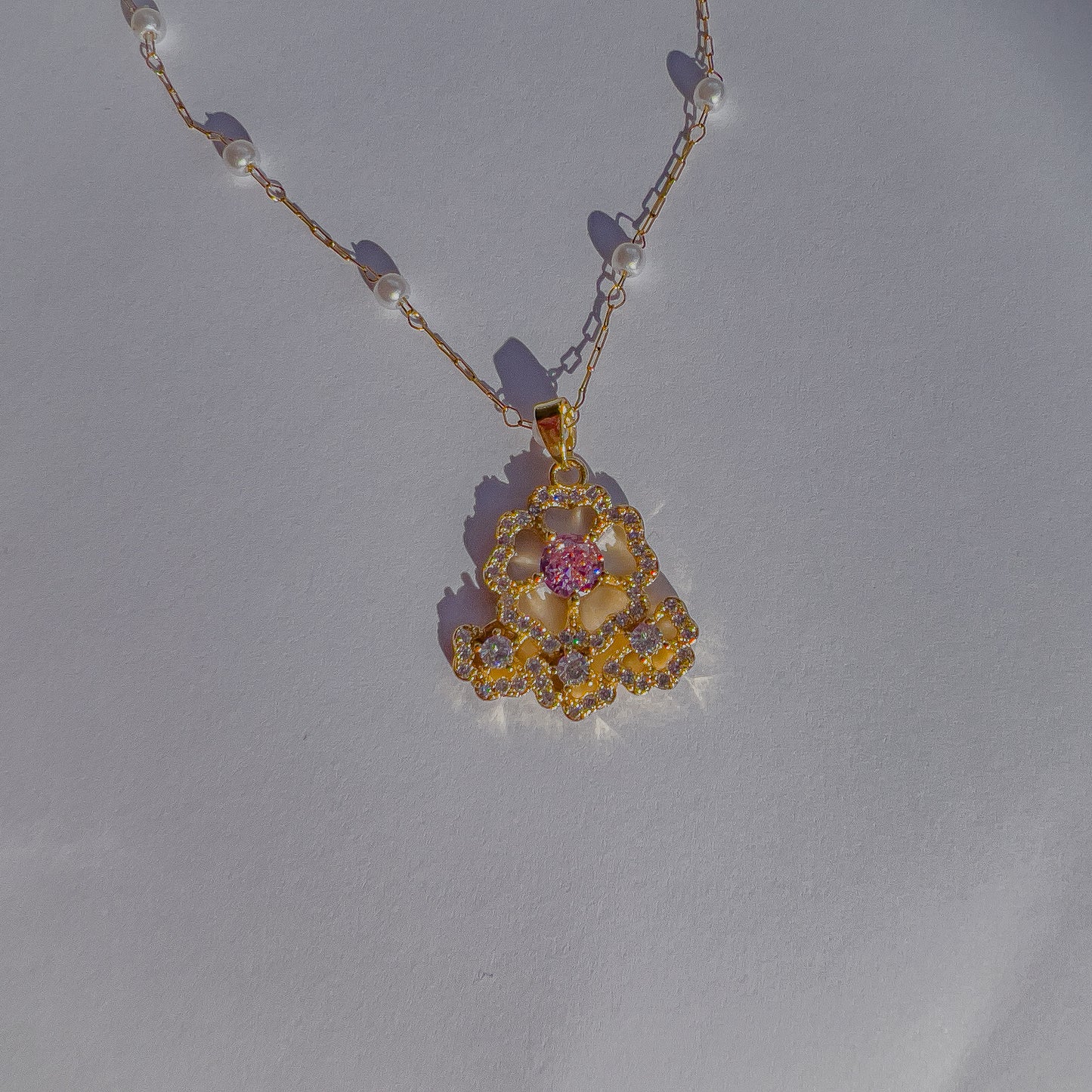 Pink Clover Necklace