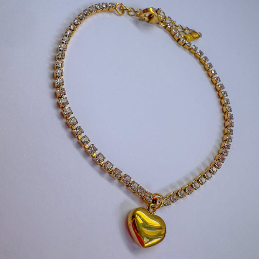 Heart Charm Tennis Bracelet