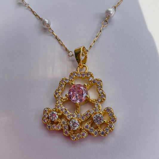 Pink Clover Necklace