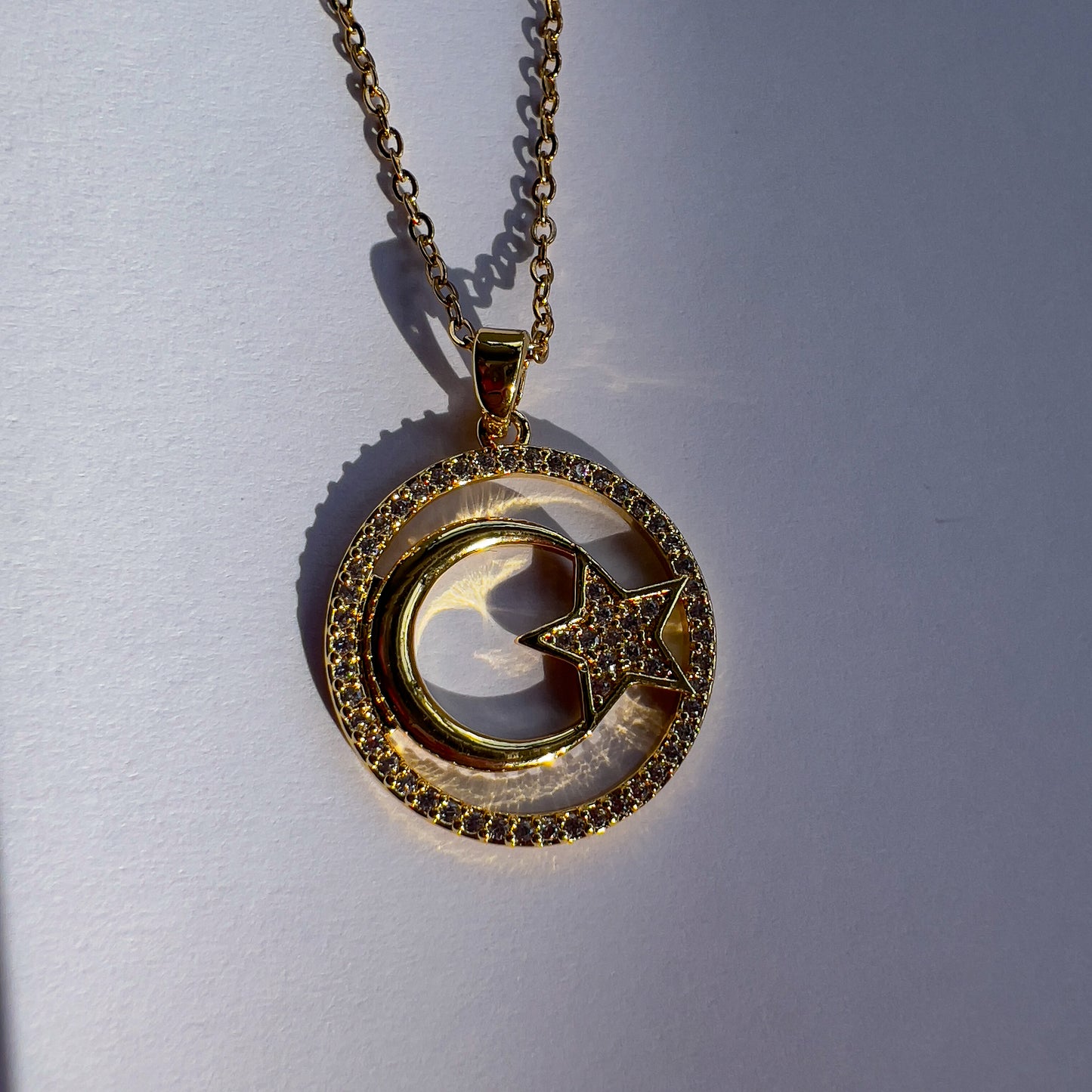 Circular Moon and Star Necklace